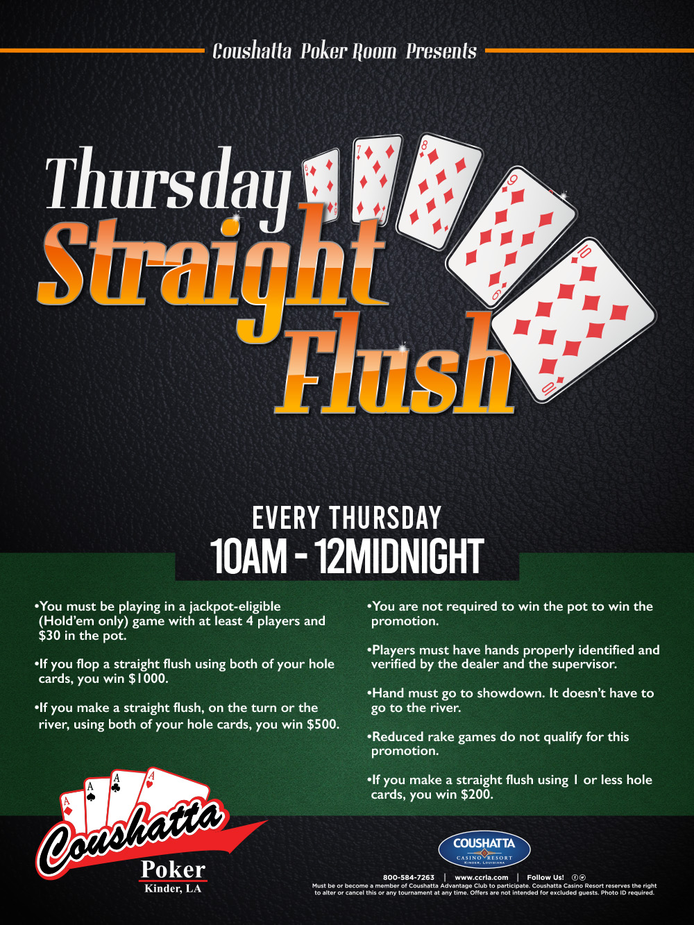 Poker Thursday Straight Flush - Coushatta Casino Resort